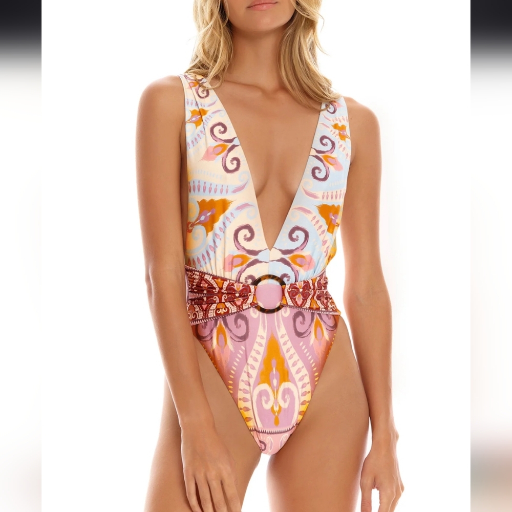 Agua Bendita Leva Ina One Piece Plunge Swimsuit XL